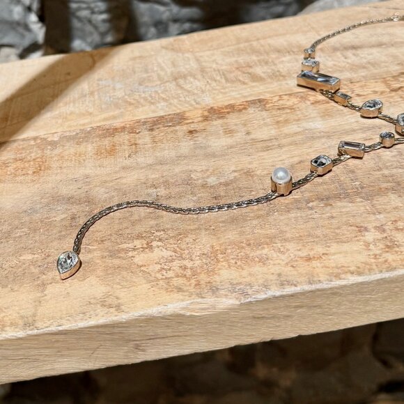 Chanel 22C Champagne Gold Crystals Pearls CC Chain Drop Necklace - Picture 4 of 11